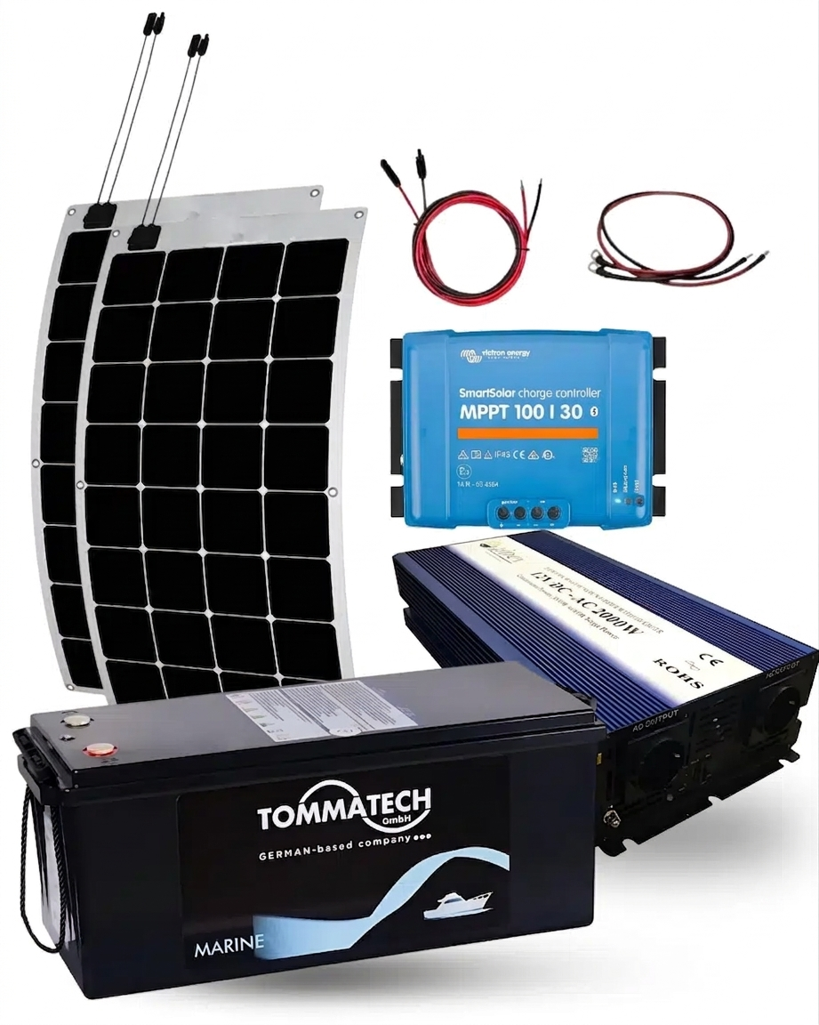 2040W Tekne Solar Paketi | 170W Esnek Panel + 2.6kWLityum Batarya + 2000W UPS İnvertör Tam Set